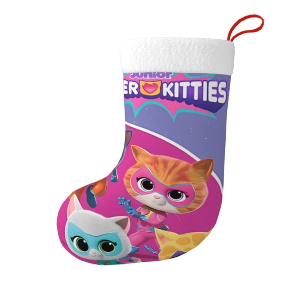 Super Kitties Christmas Stocking Xmas Decorative Sock Double-Sided Print Hanging Gift Sock For Party & Tree Decoration 1pcs