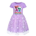 thumbnail image 1 of Super Kitties Girls' Dress Children's Movie TV Game Cartoon Round Neck Pure Cotton Short sleeved+Mesh Dress Half length Skirt, Suitable for Children 4-10 Years Old, 1 of 3