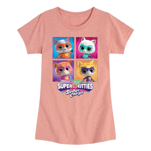 Super Kitties - Grid - Girls Fitted Short Sleeve Graphic T-Shirt