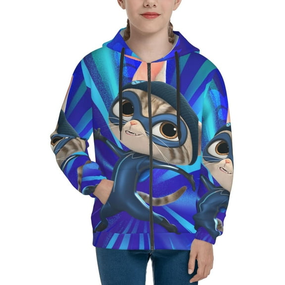Super Kitties Hoodie 3D Print Pullover Hooded Long Sleeve Sweatshirts Tops Blouse with Pocket for Boys Girls Small