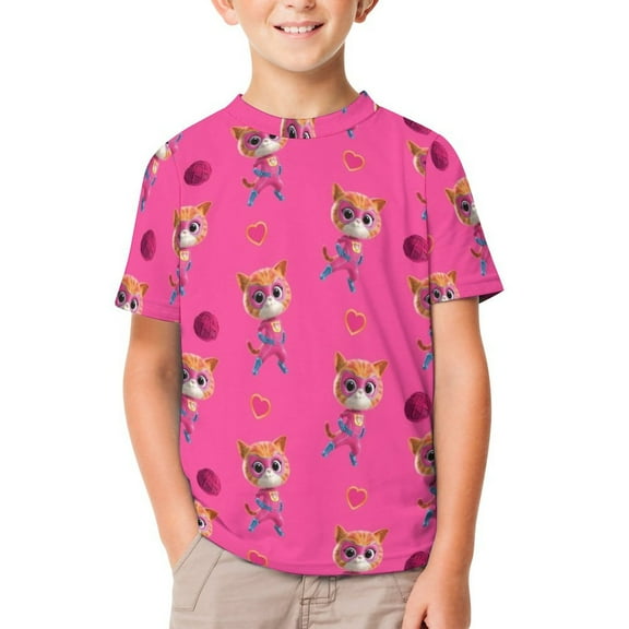 Super Kitties Kid Shirts Unisex Casual Tops 3D Print Graphic Tees Short Sleeve T Shirts for Boys Girls 100CM