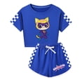 thumbnail image 1 of Super Kitties Kids Outfit – Girls Crop Tee and Drawstring Shorts – Lightweight Summer Clothes, 1 of 4