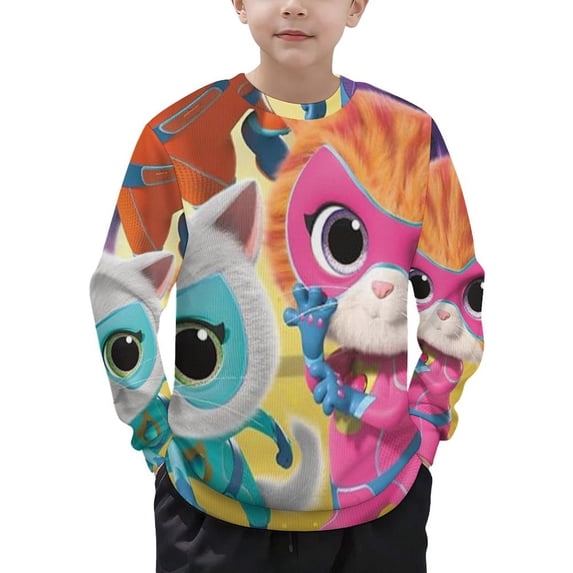 Super Kitties Kids' Sweater Cozy Thick Pullover Crewneck Jumper Long Sleeve Soft Warm Outfit L