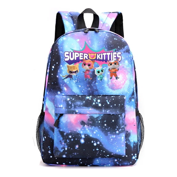 Super Kitties Students Lightweight Backpack – Anime Bag with Side Mesh Pockets – Cartoon Bookbag for School