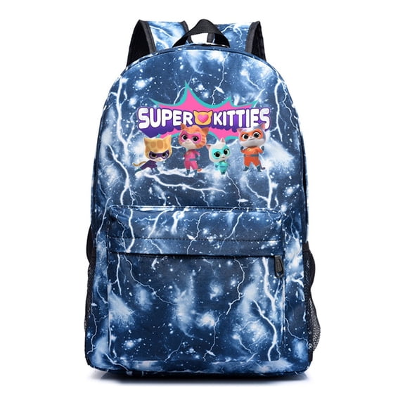 Super Kitties Students Lightweight Backpack – Anime Bag with Side Mesh Pockets – Cartoon Bookbag for School