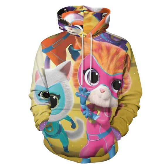 Super Kitties Sweatshirts Casual Pullover Hoodie Jacket Unisex Hooded Activewear 3D Printed Long Sleeve Sweater with Pocket 5XL
