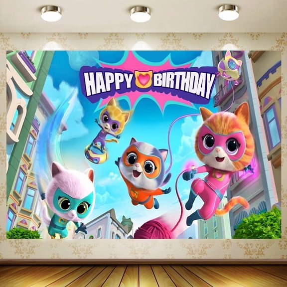 Super Kitties Theme Party Supplies Backdrop Super Kitties Birthday Party Decorations Photo Booth Banner Props