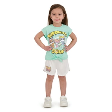 Super Kitties Toddler Girl 4 Piece Knit Short Set, Sizes 12 Months-5T