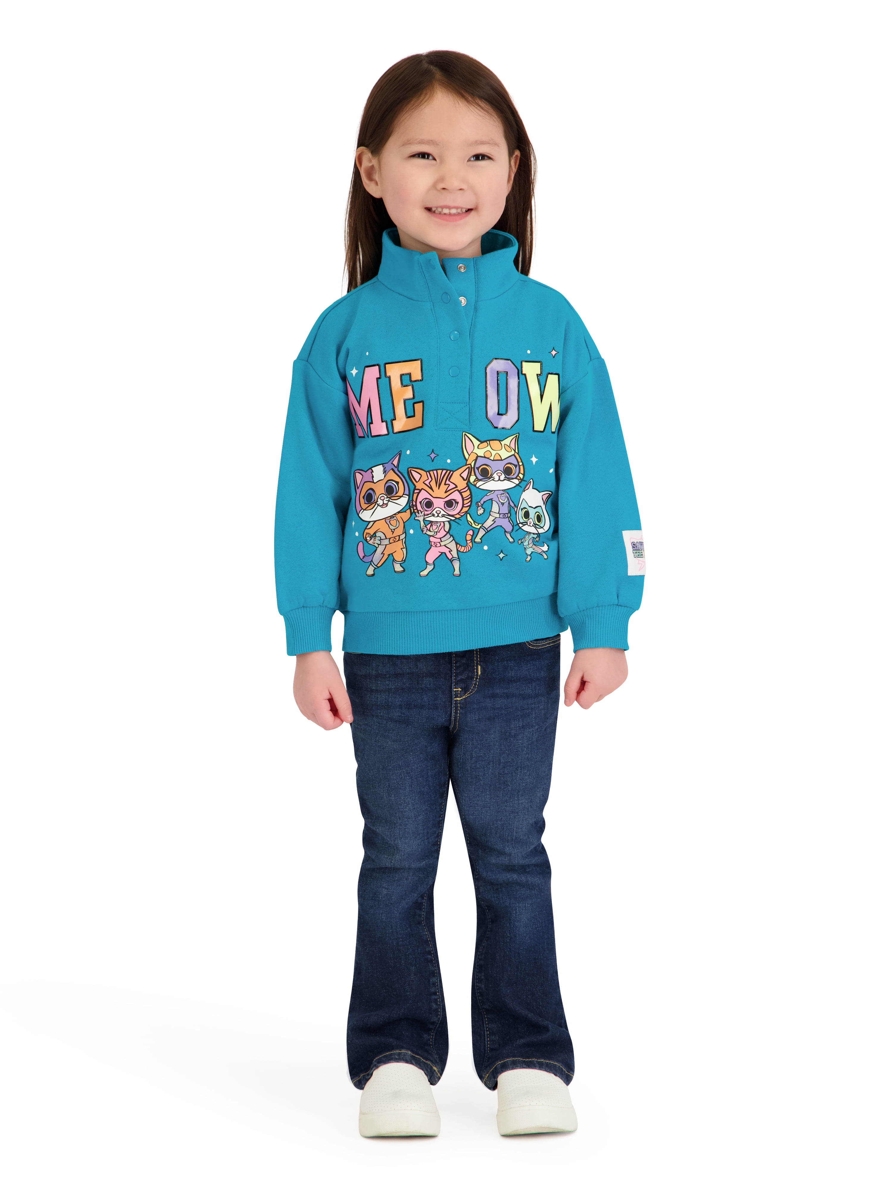Super Kitties Toddler Girl Quarter Snap Pullover, Sizes 12 Months-5T
