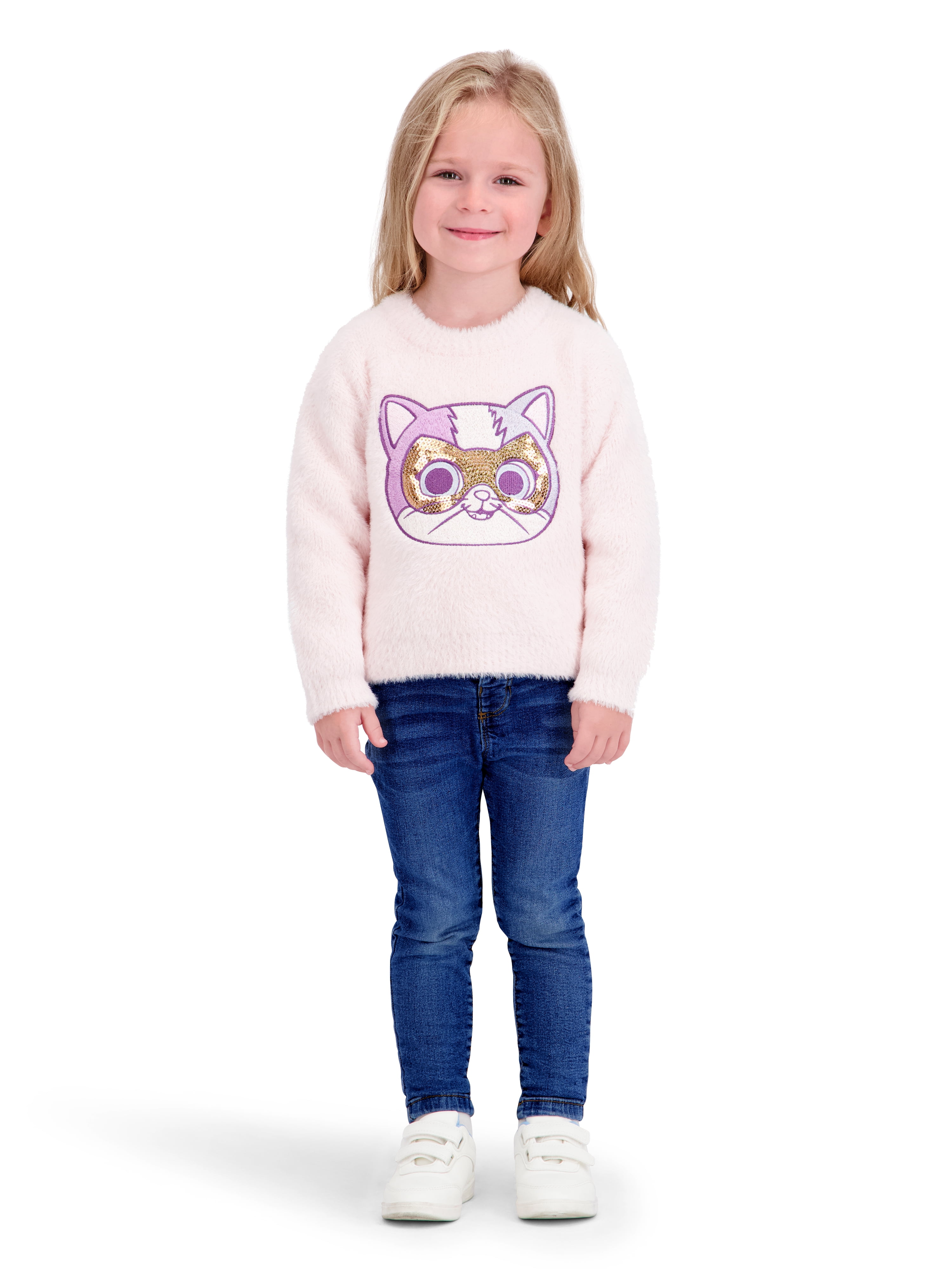 Super Kitties Toddler Girls Lurex Mohair Sweater, Sizes 12 Months - 5T