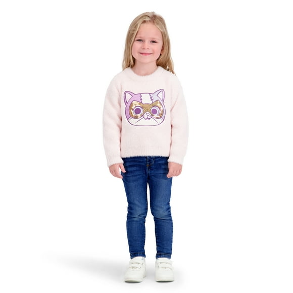 Super Kitties Toddler Girls Lurex Mohair Sweater, Sizes 12 Months - 5T