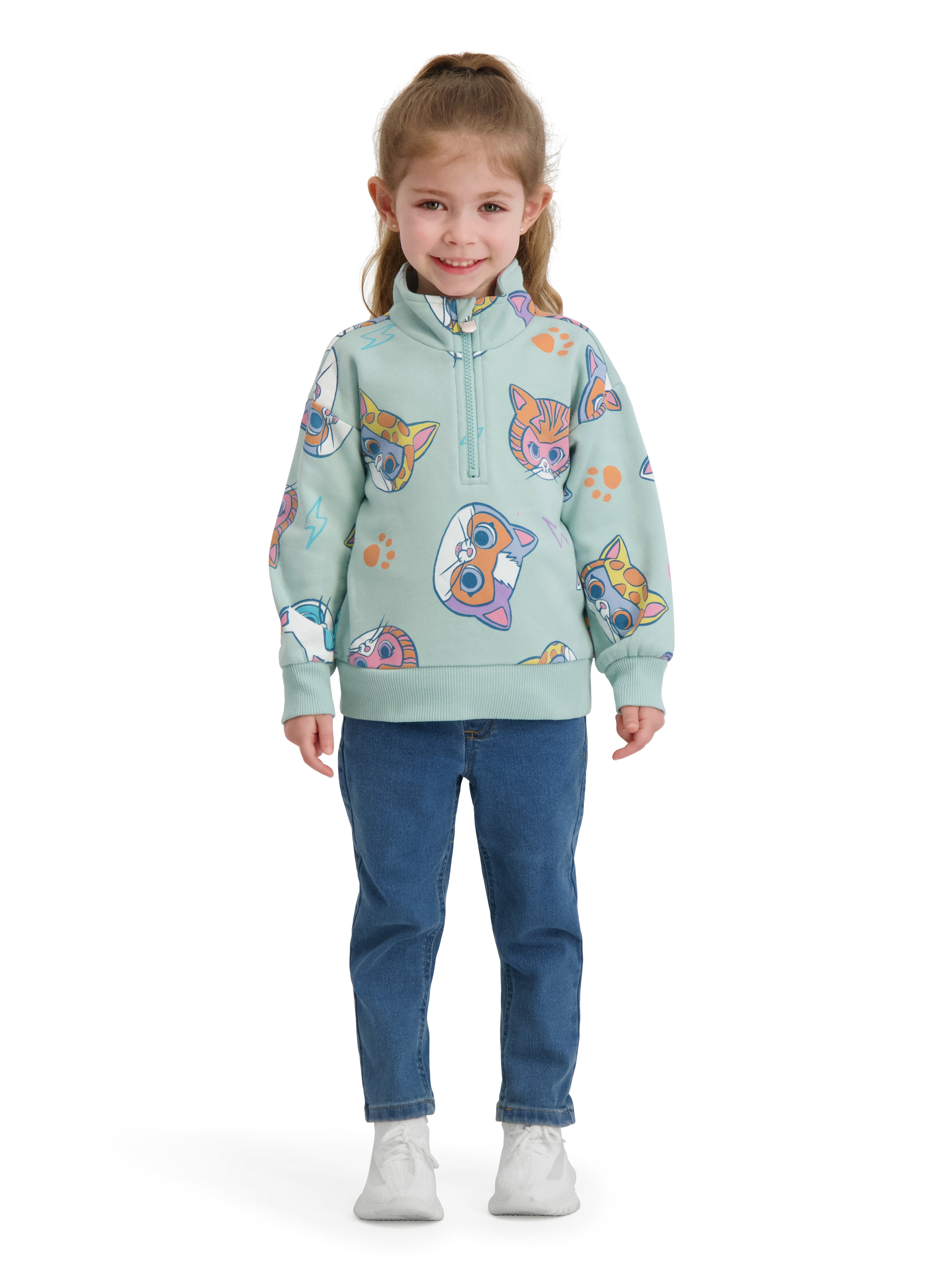 Super Kitties Toddler Girls Quarter Zip Top, Sizes 12 Months - 5T