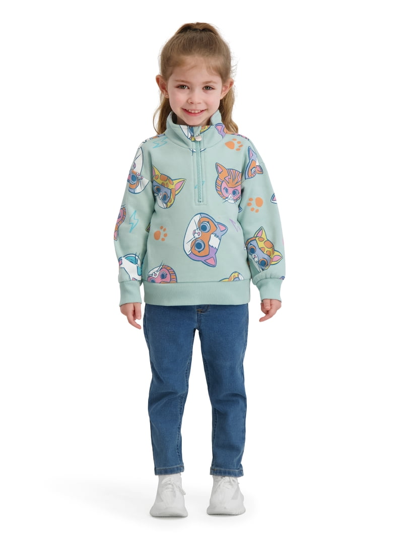 Super Kitties Toddler Girls Quarter Zip Top, Sizes 12 Months - 5T