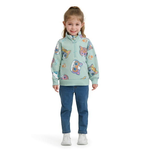 Super Kitties Toddler Girls Quarter Zip Top, Sizes 12 Months - 5T