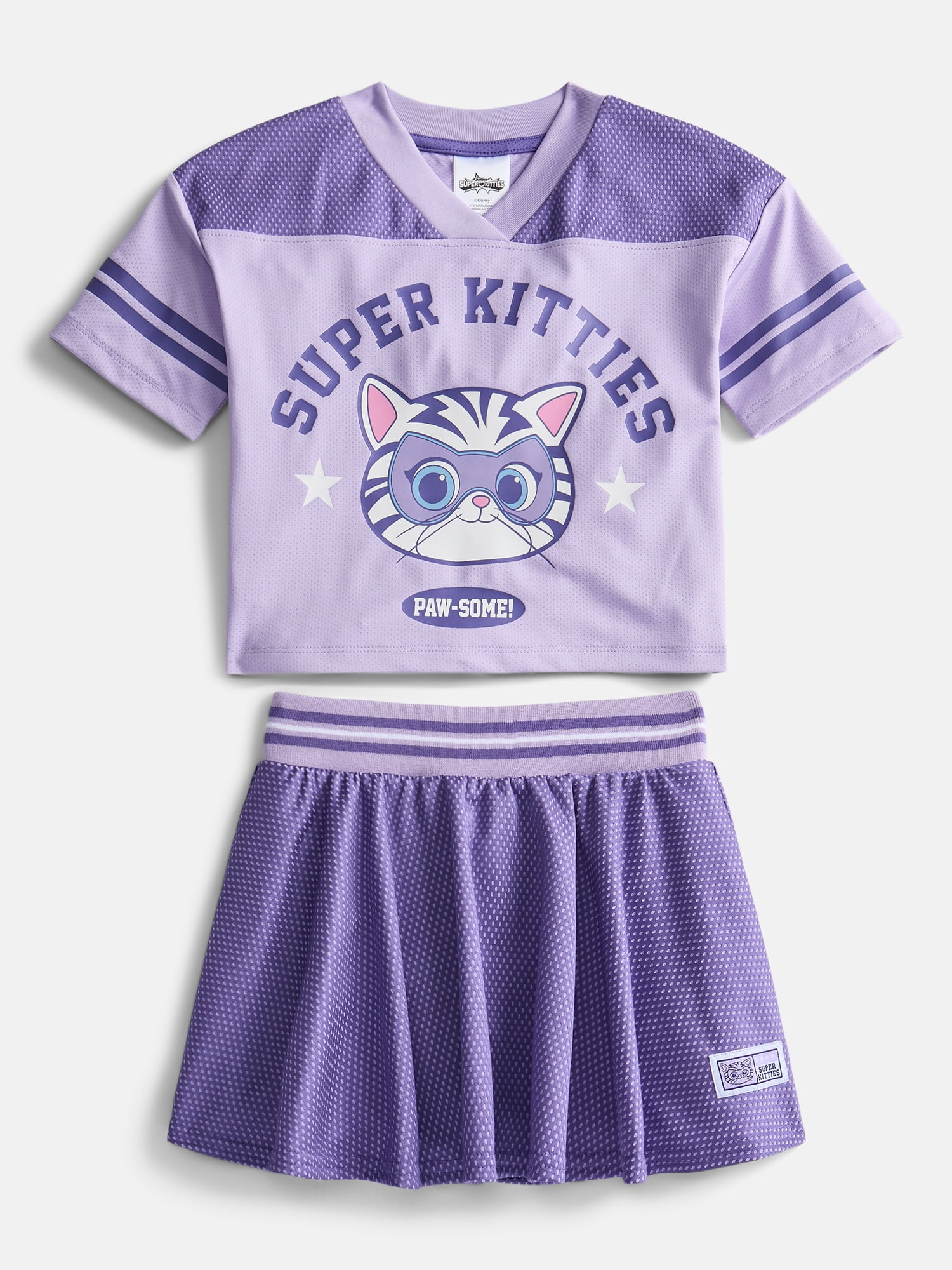 Super Kitties Toddler Girls Short Sleeve Graphic Jersey and Skirt Set, 2Piece, Sizes 12M-5T