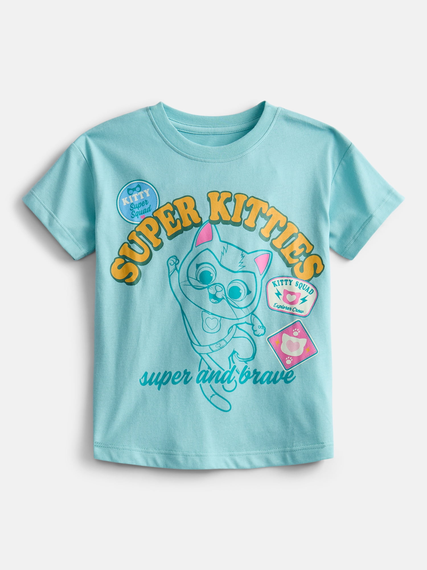 SuperKitties Toddler Girls' Graphic Tee with Short Sleeves, Sizes 12M-5T
