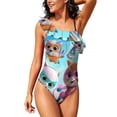 thumbnail image 1 of Super Kitties Women's One Piece Swimsuits Ruffle Swimwear Bathing Suits Tummy Control Swim Suit S, 1 of 6