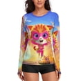 thumbnail image 1 of Super Kitties Women's Sunscreen Shirt Long Sleeve Workout Tops Crewneck Soft Comfy Tees Casual T-Shirt S, 1 of 7