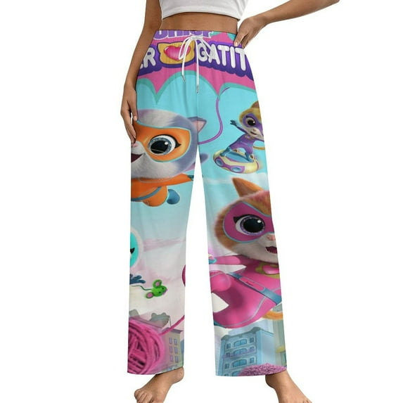 Super Kitties Womens Comfy Pajama PJ Pants Lounge Pants Sleepwear Drawstring PJ Bottoms Pants