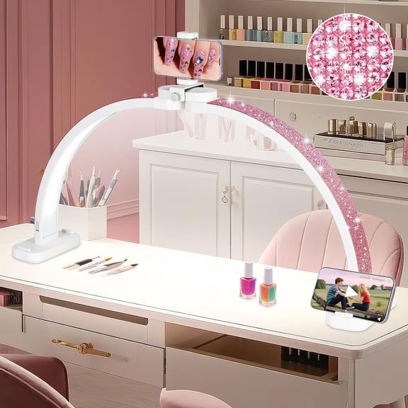Super Large 31 Inch Half Moon Nail Desk Light Crystal Diamond White