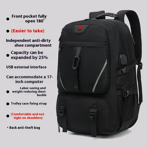 Super Large Capacity Men's Backpack Advanced Sense,028Black 80L