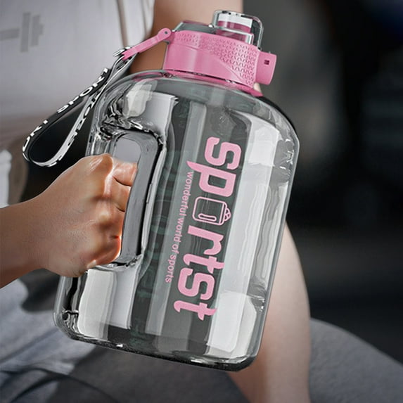 Water Bottle Ton Bucket Sports Water Bottle Portable Plastic Space Pot Big Belly Water Cup, Water Cup Ton Barrel Sports Fitness Male and Female Students Portable Plastic Space Pot, 2.7L (Pink)