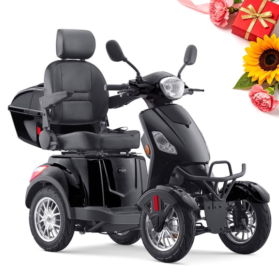Super Large Electric 4 Wheel Mobility Scooters, Heavy Duty 800W Wheelchair Device, 500 LBS Capacity for Seniors & Adults, Speed Adjust, Remote Key, Receive Ready to Ride.(Black)