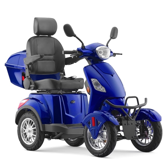 Super Large Electric 4 Wheel Mobility Scooters, Heavy Duty 800W Wheelchair Device, 500 LBS Capacity for Seniors & Adults, Speed Adjust, Remote Key, Receive Ready to Ride.(Blue)