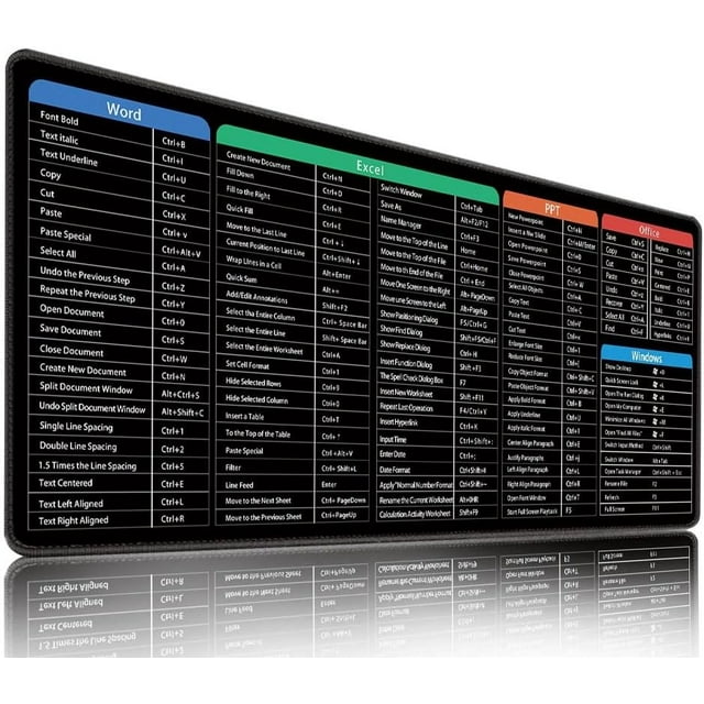 Super large excel cheat sheet desk pad word and excel pad shortcut