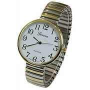 Super Large Face Easy to Read Two-Tone Stretch Band Watch