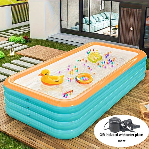 [Super Large Pool] Upgraded Super Large Inflatable Swimming Pool | 125.2inch 4/3-Layer Blue And White Thickened Water Park For Outdoor Activities