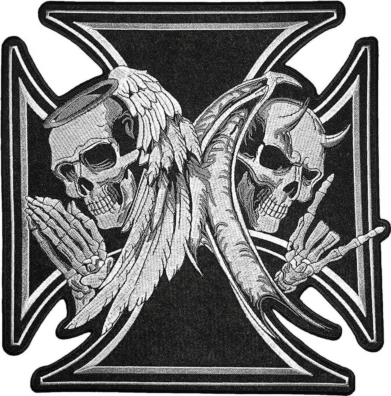 [Super Large Size] Papapatch Skull Devil and Angel Wings Black Cross ...