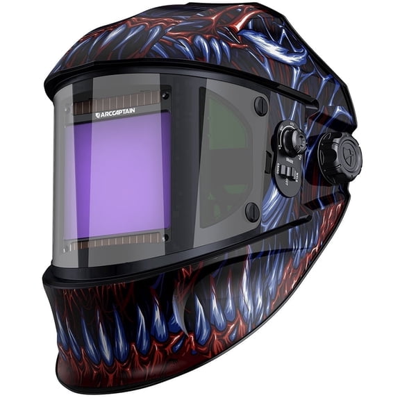 ARCCAPTAIN Welding Helmet Auto Darkening, Super Large View 3.94" x 7.06" True Color Welder Helmet with Side View