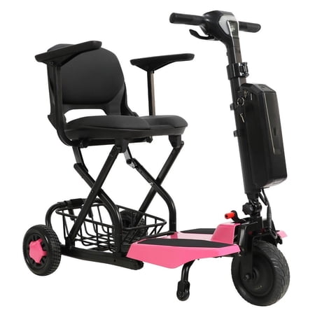 Super Light Flight Mobility Scooter 36 lbs Foldable, 20 Miles Long Travel Range with 2 Lithium Batteries, 4 Mph Top Speed, Airline Approved, 310 lbs Capacity
