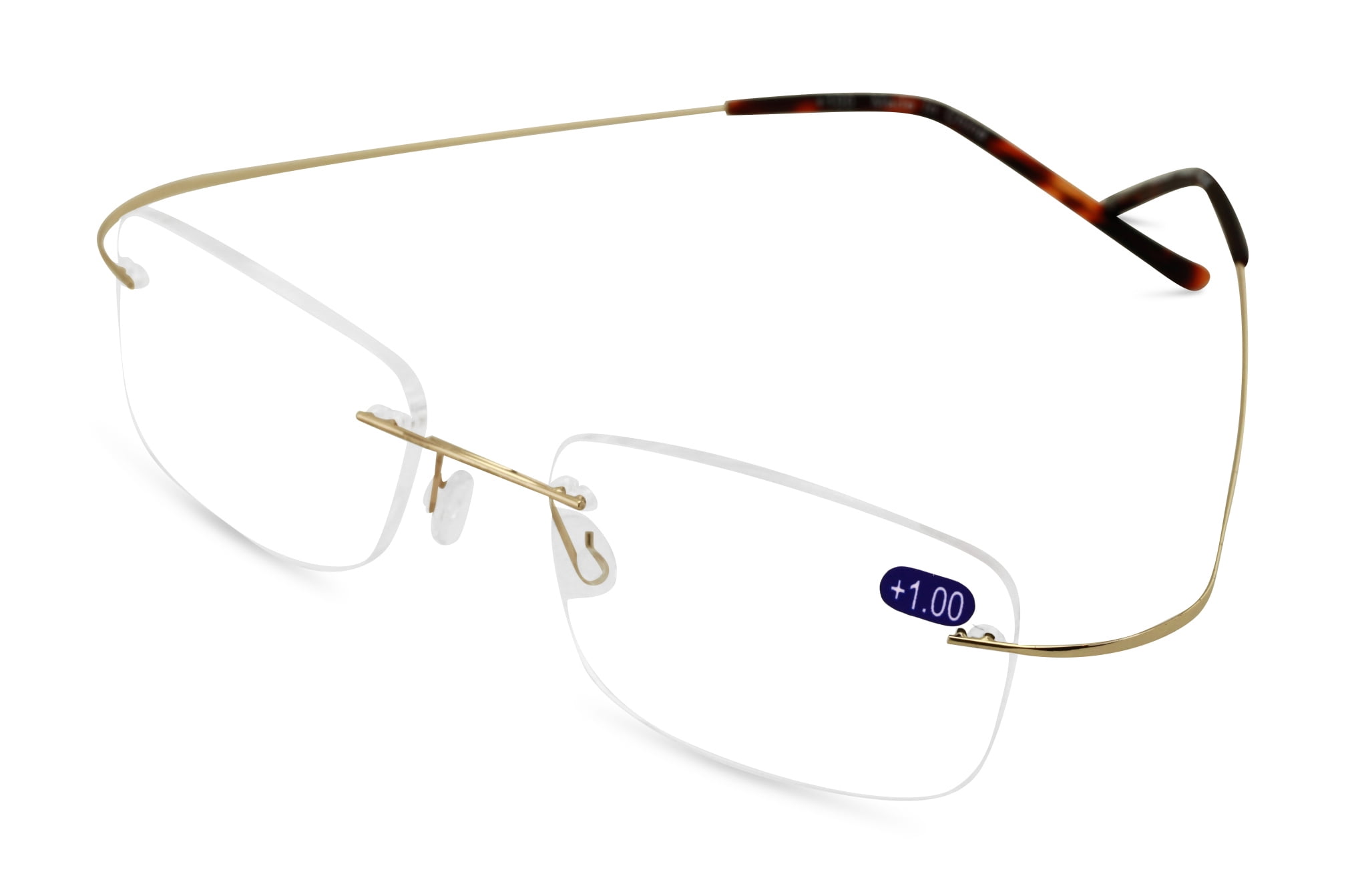 Super Lightweight Slim Rimless Wire Reader Flexible Clear Rectangular Reading Glasses with Case Walmart