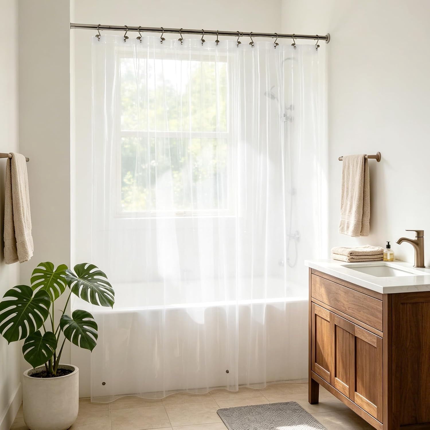 Super Long Clear Shower Curtain Liner 72" Wide x 108" Height - See Through Plastic Bath Curtain with Metal Grommets for Bathroom - Clear, 72x108