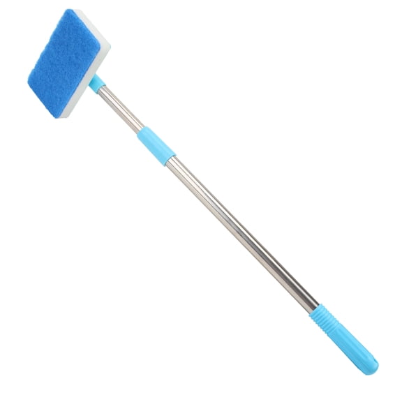 Super Long Handle Aquarium Glass Algae Cleaner Scrubber, 180° Adjustable Double-Sided Sponge Brush, Extendable Fish Tank Cleaning Tool for Glass Surface Maintenance