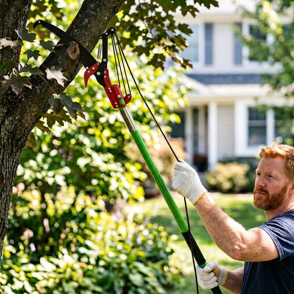 Super Long Reach 30ft Manual Pruning Pole with Steeled Blade, Cuts High Trees and Dense Shrubs, Perfect for Orcharding or Home Gardening, Easy-to-Assemble, Lightweight Trimmers Set