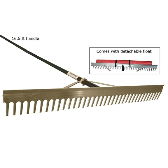 Super Long / Wide Lake Weed, Beach & Landscaping Rake - 36 inch Wide Head with 16.5 ft Long Handle