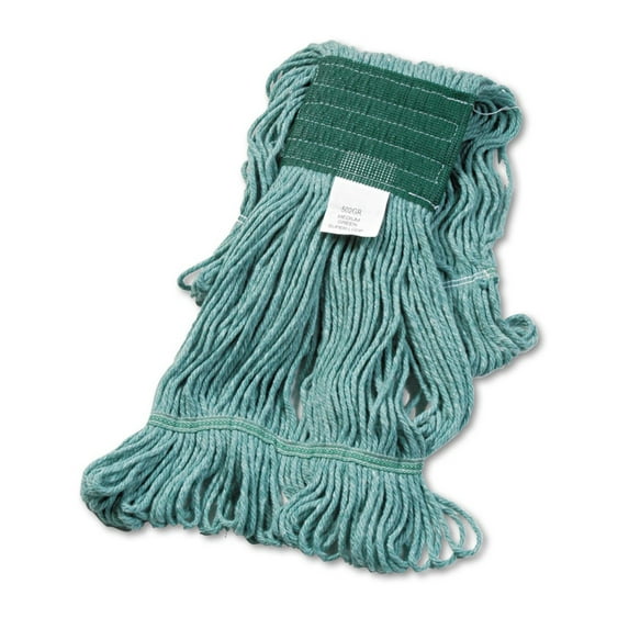 Super Loop Wet Mop Head Cotton/Synthetic Fiber, 5" Headband, Medium Size, Green
