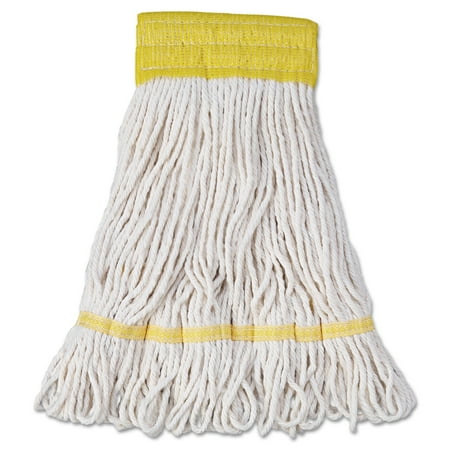 Super Loop Wet Mop Head, Cotton/Synthetic Fiber, 5" Headband, Small Size, White, 12/Carton