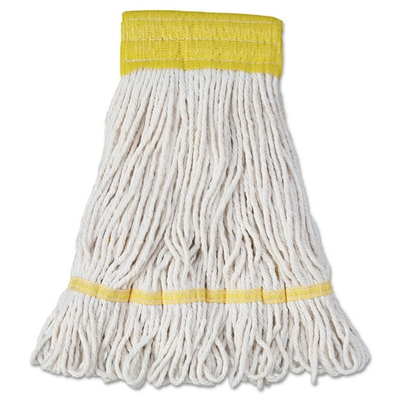 Super Loop Wet Mop Head, Cotton/Synthetic Fiber, 5" Headband, Small Size, White, 12/Carton