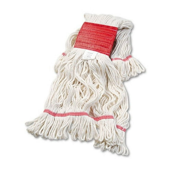 Super Loop Wet Mop Head, Cotton/synthetic Fiber, 5" Headband, Large Size, White, 12/carton | Bundle of 2 Cartons