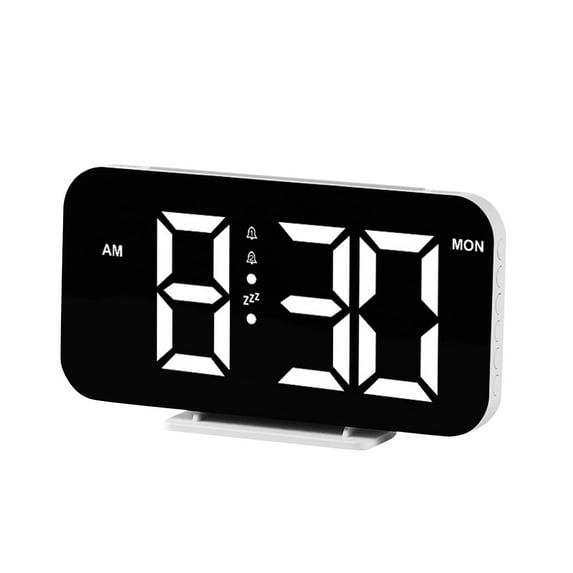 Super Loud Alarm Clock for Heavy Sleepers Adults, 7 Inch Large LED Digital Display, Dimmable RGB Night Light & USB Charger, White (with RGB Ambient Light)