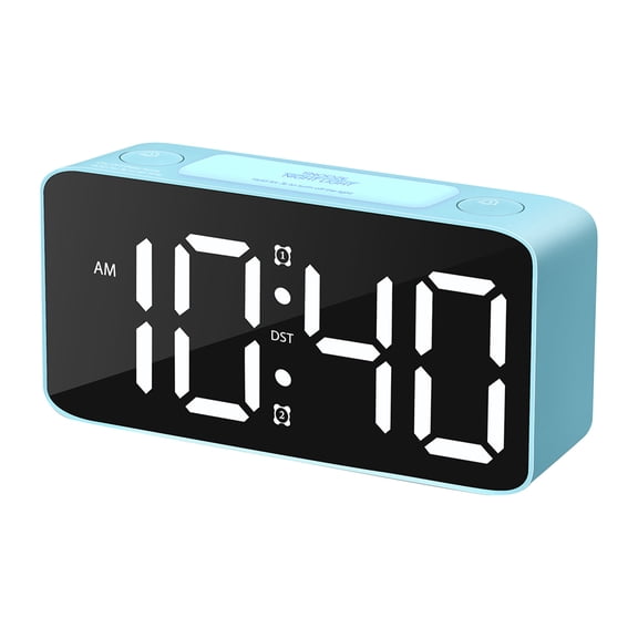 Super Loud Alarm Clock for Heavy Sleepers, Digital Clock with 7-Color Night Light, Adjustable Volume, USB Charger Port, Large Screen Display, Perfect for Bedside and Bedroom,Light Blue