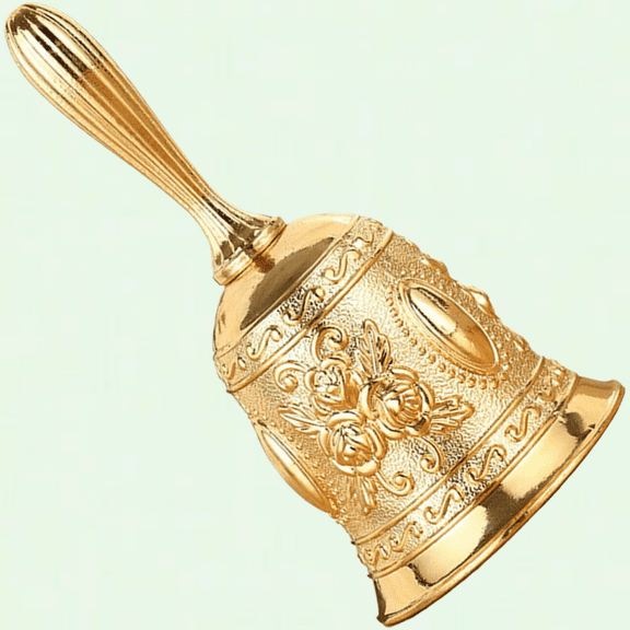 Super Loud Hand Bell, 5.9 x 3.1 Inch, Solid Copper Bell with Wooden Handle