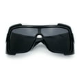 thumbnail image 1 of Super Loud Showy XL Oversized Thick Temple Wrap Shield Plastic Sunglasses [All Black], 1 of 8