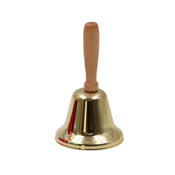 Super Loud Solid Hand Call Bell Wooden Handle Christmas Hand Call Bell - gold