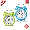 thumbnail image 1 of Gimlos Twin Bell Alarm Clocks, Loud 3 Inch Battery Analog with Night Light, Vintage Design (2 Pack), 1 of 5