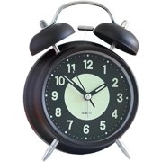 4 Inches Twin Bell Loud Alarm Clock for Heavy Sleepers, Backlight, Battery Operated Old Fashioned Alarm Clock for Bedrooms 3D-Dial, Black